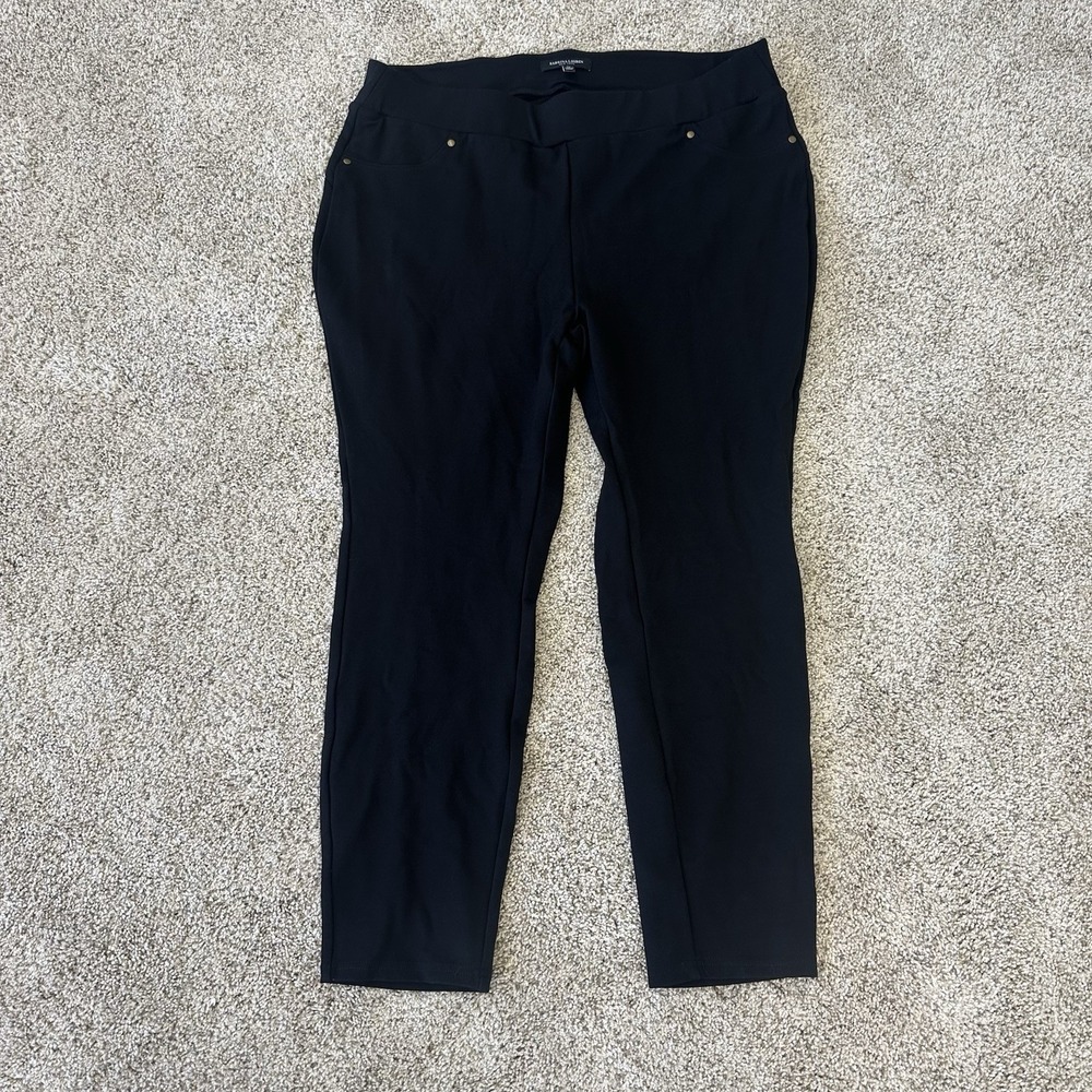 Sabrina Lauren 2X PullOn Stretch Knit Leggings Pants Jeggings Faux Pockets Black